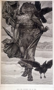 Odin, germanischer Gott des Krieges und der Poesie - Gravur von French School