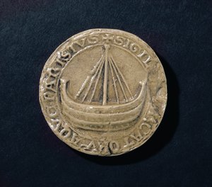 Eines der ältesten erhaltenen Siegel der Stadt Paris, ca. 1210 von French School