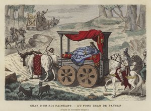 Ochsenkarren mit einem liegenden König von French School