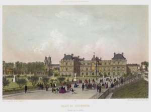 Luxemburg-Palast, Fassade zum Garten (Farblithographie) von French School