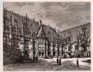 Palais de justice de Rouen ehemaliges Parlament der Normandie - Gravur in „France illustree: geographie, histoire, administration statistique“ von V.A. Malt-Brown. 1884 von French School