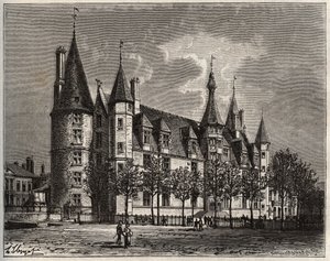 Palais ducal de Nevers - Schloss aus dem 15. - 16. Jahrhundert - Gravur in „La France illustrée: Geographie, Geschichte, statistische Verwaltung“ von V.-A. Malt-Brown. 1884