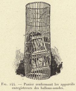 Korb mit den Aufzeichnungsgeräten der Ballonsonden (Gravur) von French School