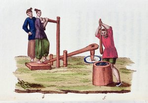 Papierherstellung aus Bambus, aus La Chine en Miniatures von M. Breton, veröffentlicht in Paris, 1811 von French School