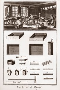 Papiermarmorierung - „Die große Enzyklopädie oder Wörterbuch der Wissenschaften, Künste und Berufe“ von Denis Diderot (1713-1784) und Jean d