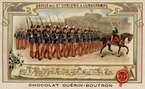 Parade der Kadetten der Militärschule Saint-Cyr in Longchamps, Frankreich