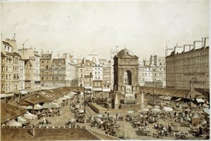 Paris, der Markt und der Brunnen der Unschuldigen von French School