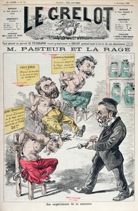 Pasteur und Tollwut, Karikatur der Experimente von Louis Pasteur (1822-95) aus Le Grelot, 8. November 1885 von French School