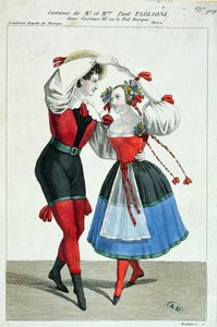 Paul Taglioni (1808-84) und seine Frau Anna Galster tanzen in Gustave III, ca. 1830 von French School