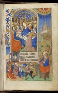 Pfingsten und eine Predigtszene, Stundenbuch (Gebrauch von Paris) von French School