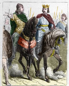 Pippin II. von Herstal, bekannt als Pippin der Dicke oder Pippin der Jüngere (645-714) mit Chlodwig III., König der Franken von 691 bis 695.