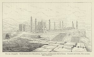 Persepolis, Nordwestseite der Plattform, Propylaea und Hypostylhalle von Xerxes von French School