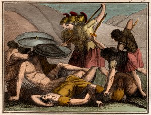 Perserkriege: Schlacht bei den Thermopylen 480 v. Chr. Der spartanische König Leonidas und seine Männer fallen in der Schlacht von French School