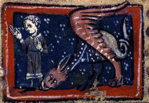 Peryton aus einem französischen Bestiarium des 14. Jahrhunderts. Biblioteca Trivulziana.