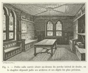 Kleiner quadratischer Saal über dem rechten Seiteneingang, wo das Kapitel einst seine Archive und wertvollsten Gegenstände aufbewahrte von French School
