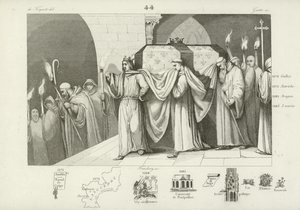 Philipp III. von Frankreich hilft, den Sarg seines Vaters Ludwig IX. zu tragen von French School