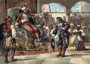 Pierre Porcon de La Barbinais, Fregattenkapitän, wurde vom Dey von Algier gefangen genommen. Er wurde geschickt, um mit König Ludwig XIV. über die Behandlung französischer Gefangener in Algerien und die Friedensabkommen zu verhandeln. Der König lehnte die 