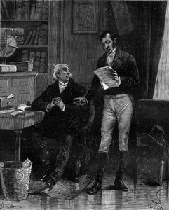 Pierre Simon de Laplace, französischer Astronom, Mathematiker und Physiker, erklärt seine Arbeit über Eulers Probleme Jean-Baptiste Biot. In „Histoire populaire des sciences, inventions et discoveries“ von French School