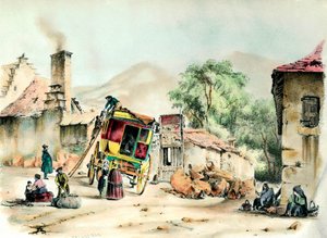 Pierrefites Postkutsche Die Ankunft der Postkutsche, die Pierrefite mit Paris verbindet. Stich von 1836 Private Sammlung