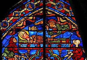 Pilger und ein Engel am Grab von Thomas Becket von French School