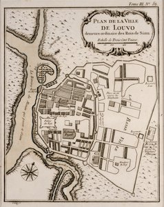 Plan von Lopburi, 1751 von French School