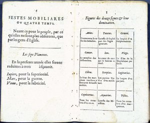 Planeten und astrologische Zeichen humorvoll behandelt - in „Almanach pour le temps passé“, von Jean Guerin von French School