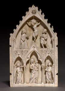 Plakette: Die Kreuzigung und Jungfrau und Kind mit Engeln, ca. 1250-1270 von French School