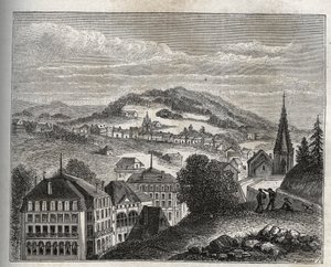 Plombieres-les-Bains (Plombieres les Bains) Thermalbad der Vogesen - Gravur in „La France illustrée: Geographie, Geschichte, Statistik, Verwaltung“ von V.A. Malt-Brown. 1884 von French School