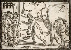 Politische Pamphlete Mazarinade: Mazarin befreit die Prinzen in Le Havre, Holzschnitt von French School