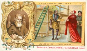 Papst Julius II. mit Michelangelo von French School