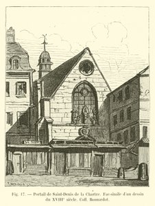 Portal von Saint-Denis de la Chartre, Faksimile einer Zeichnung aus dem 18. Jahrhundert, Sammlung Bonnardot von French School
