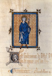 Ganzkörperporträt von Saint Louis in Majestät (Louis IX) (1214-1270) Miniatur aus dem "Register der Verordnungen des Hotel du roi". Paris, Nationalarchiv