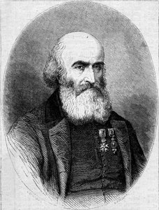 Porträt von Abbé François Bourgade (1806-1866), Kaplan der Saint-Louis-Kapelle in Karthago (Tunesien). Kupferstich in „Le Monde Illustré“ Nr. 251 vom 1. Februar 1862 von French School
