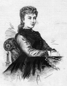 Porträt von Aimee Desclee (circa 1837-1874), französische Komödiantin. Gravur in „Le Monde Illustré“ Nr. 883 vom 14. März 1874. von French School