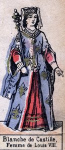 Porträt von Blanche de Castille (1188-1252), Ehefrau von Ludwig VIII. von Frankreich. (Kapetinger-Dynastie). Illustration Ende des 19. Jahrhunderts. von French School