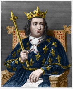 Porträt von Karl V. der Weise (1338-1380), König von Frankreich - in „Geschichte der Franzosen“ von Lavallée, Gravur von French School