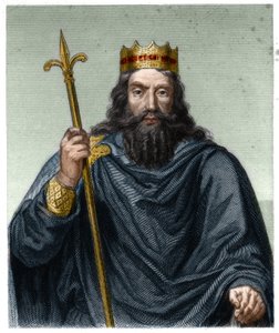 Porträt von Chlodwig I. (ca. 466 - 511), König der Franken - in „Histoire des Francais“ von Lavallee, Gravur von French School