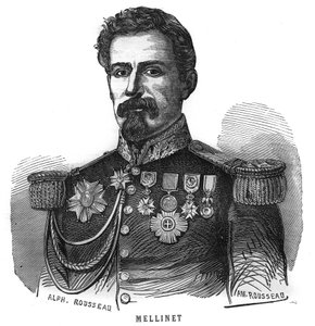 Porträt von Emile Henry Mellinet (1798-1894), französischer General. Gravur in „Les Illustrations De L