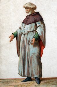 Porträt von Eustache de Saint Peter, dem bekanntesten der sechs Bürger von Calais. Chromolithographie aus dem späten 19. Jahrhundert von French School