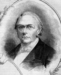 Porträt von Francois Jules Devinck, französischer Industrieller und Politiker. Gravur in „Le Monde Illustré“ Nr. 262 vom 19. April 1862