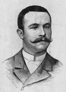 Porträt von François Lhoste (1859-1887), französischer Luftfahrer - in „Album der Wissenschaft; berühmte Gelehrte; Große Entdeckungen“ 1896 von French School