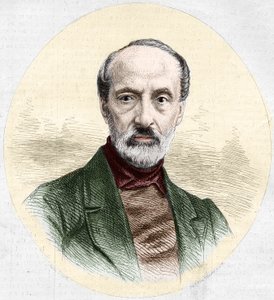 Porträt von Giuseppe Mazzini (1805-1872), italienischer Politiker und Nationalist. Gravur in „Le Monde Illustré“ Nr. 779 vom 16. März 1872. von French School
