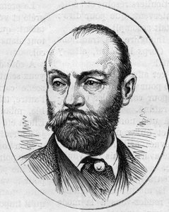 Porträt von Gustave Rodolphe Clarence Boulanger (1824-1888), französischer Maler. Gravur in „Le Monde Illustré“ Nr. 890 vom 2. Mai 1874