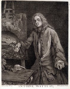 Porträt von Jean Antoine Watteau (1684-1721), französischer Maler - Gravur