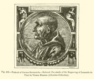 Porträt von Jerome Savonarola (Gravur) von French School