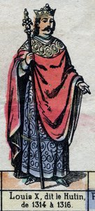 Porträt von Ludwig X. von Frankreich, genannt Ludwig der Hutin (1289-1316) (Dynastie der Kapetinger). Illustration Ende des 19. Jahrhunderts von French School
