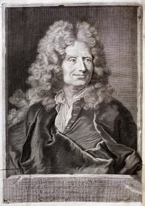Porträt von Nicolas Boileau, auch bekannt als Boileau Despreaux (1636-1711) Dichter, Schriftsteller. Gravur zur Illustration der Werke von M. Boileau Despreaux, mit historischen Erläuterungen, Band 1, Edition Fabre et Barillot von French School