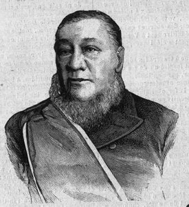 Porträt von Paul Kruger (Stephanus Johannes Paulus Kruger) (1825-1904), Präsident der Transvaal-Republik Südafrika. Gravur in „La gazette du dimanche“ vom 16. Januar von French School