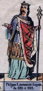 Porträt von Philipp II. von Frankreich, bekannt als Philipp August (1165-1223) (Dynastie der Kapetinger). Illustration Ende des 19. Jahrhunderts von French School