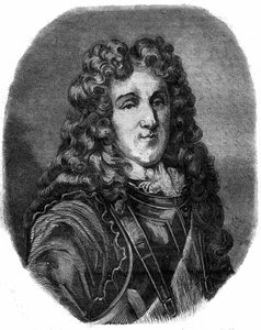 Porträt von Prinz Eugen Franz von Savoyen (1663-1736). Gravur in „Geschichte der Päpste-Könige-Königinnen-und-Kaiser durch die Jahrhunderte“ von Maurice Lachatre